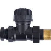 Riko thermostatisch ventiel zonder knop 1/2 recht+adaptor mat-zwart