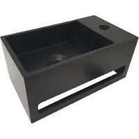 Wiesbaden Julia fontein rechts 35 x 20 x 16 cm solid surface mat zwart