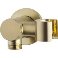 Wiesbaden UniMatch wandaansluitbocht met kantelbare handdouchehouder rond 1/2" geborsteld messing