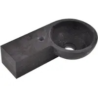 Wiesbaden B waskom rond 40x23x10cm met fonteintje links hardsteen zwart