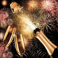 Ambiente Oud en Nieuw jaar feest thema servetten - 20x stuks - 33 x 33 cm - champagne - Feestservetten