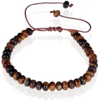 TJ Tom Jaxon Tom Jaxon kralen armband Tijgeroog Natuursteen Verstelbaar Bruin