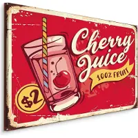 Karo-art Schilderij - Cherry Juice, reclamebord, premium Print