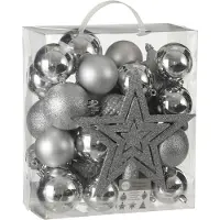 House of Seasons Kerstboomdecoratie Unbreakable Zilver 8 cm (40 Stuks)