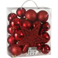 House of Seasons Boom decoratie onbreekbaar rood 40 stuks