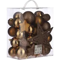 House of Seasons 39x stuks kunststof kerstballen en kerstornamenten met ster piek koper mix - Kerstbal