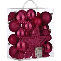 House of Seasons 39x stuks kunststof kerstballen en kerstornamenten met ster piek roze mix - Kerstbal