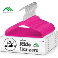 Home & Garden Kunststof kinder Kledinghangers Antislip - Roze - Velvet - Kinder kledinghanger - kledinghanger 20 Stuks