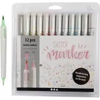 Packlinq Tekenstiften, lijndikte 1+2-5 mm, pastelkleuren, 12 stuk/ 1 doos