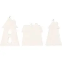 Packlinq Hangende ornamenten, huizen, H: 7,6-9,7 cm, wit, 3 stuk/ 1 doos