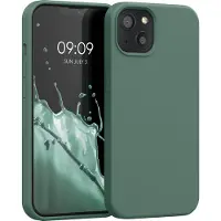 Kwmobile telefoonhoesje geschikt voor Apple iPhone 13 - Hoesje met siliconen coating - Smartphone case in dennengroen