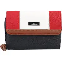 Tom Tailor Portemonnee 'Juna' nachtblauw / bruin / rood / wit