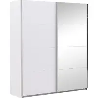 Goossens Kledingkast Miami, 180 Cm Breed, 210 Cm Hoog, 1x Spiegeldeur Re En 1x Schuifdeur Li - Wit