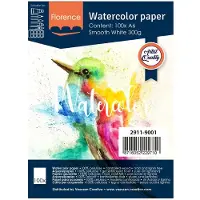 Florence Vaessen Aquarelpapier - Intense White - A6 - 300 grams - Gladde Structuur - Smooth - Florence - 100 vellen