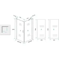 Wiesbaden Salone cabine met 1 draaideur 900 x 900 x 2000 x 8 mm nano helder glas/mat zwart
