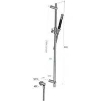 Hotbath Cobber Glijstang 90cm met handdouche Zwart Chroom M307