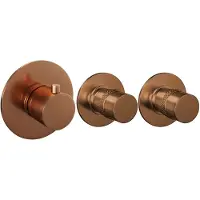 Brauer Edition Thermostatische Inbouw Doucheset - Hoofddouche 30cm - Wandarm Gebogen - Staafhanddouche - Met Glijstang - Geborsteld Koper PVD - Kranen, Douchekranen, Douchesets, Inbouw douchesets