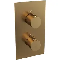 Brauer Gold Edition thermostatische inbouw regendouche 3-weg omstelling SET 30 met 30 cm douchekop en plafondarm en staaf handdouche en doucheslang en wandaansluitbocht goud geborsteld PVD