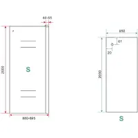 Wiesbaden Side zijwand voor nis schuifdeur 900 x 2000 x 8 mm nano helder glas/mat zwart