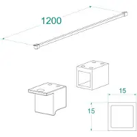 Wiesbaden Stabilisatiestang 1200mm voor Square inloopdouche mat zwart