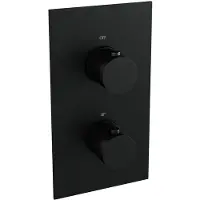 Brauer Black Edition thermostatische inbouw regendouche 3-weg omstelling SET 35 met 20 cm douchekop en plafondarm en 3-standen handdouche en doucheslang en wandaansluitbocht mat zwart