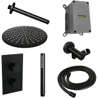 Brauer Black Edition complete inbouw regendouche met staafhanddouche, plafondarm en hoofddouche 30cm set 30 zwart mat