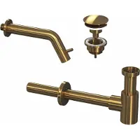 Ink Fonteinkraanset Inbouw Inclusief Waste en Design Sifon Brushed Mat Goud