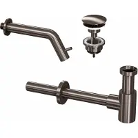 Ink Fonteinkraanset Inbouw Inclusief Waste en Design Sifon Metal Black