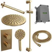 Brauer Gold Edition complete inbouw regendouche met 3 standen handdouche, plafondarm, glijstang en hoofddouche 30cm set 48 messing geborsteld PVD