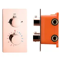Best design Douchekraan Inbouw Lyon Thermostaatkraan 2-weg Mat Rose Goud (incl. inbouwdeel)