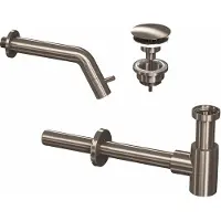 Ink Fonteinkraanset Inbouw Inclusief Waste en Design Sifon Brushed Nickel