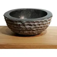 Teakea - Oblique Mini Waskom van Zwart Marmer 30x14,5/10,5 cm - Ronde Luxe Natuursteen Waskom