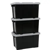 Iris Powerbox Opbergbox - 50L - Kunststof - Zwart/Grijs - Set van 3
