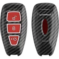 Kwmobile hoes voor autosleutel geschikt voor Ford 3-knops autosleutel Keyless Go - Autosleutelbehuizing in rood / zwart - Carbon design