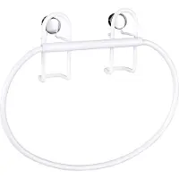 Wenko Handdoekring Classic Plus - handdoekhouder, handdoekstang met hoogwaardige roestbescherming, staal, 22 x 18 x 4 cm, wit