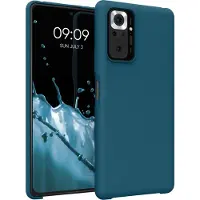 Kwmobile telefoonhoesje geschikt voor Xiaomi Redmi Note 10 Pro - Hoesje met siliconen coating - Smartphone case in mat petrol