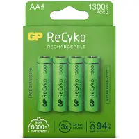 GP 1300 mAh Penlite oplaadbare batterijen 4 stuks Recyko