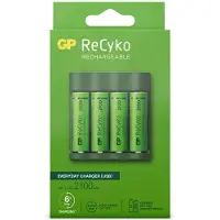 GP USB Basislader + ReCyko Oplaadbare AA / HR6 Ni-Mh Batterijen (4 stuks, 2100 mAh)