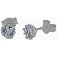 New Bling 9SIL-21848 Zilveren Oorknopjes - Dames - Zirkonia - 5,6 mm Doorsnee - Rhodium - Zilver