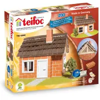 Teifoc Bouwdoos – Vakwerkhuis – 200 onderdelen – Echte mini Bakstenen met Cement, Kom en Troffel – Bouwpakket voor kinderen vanaf 6 jaar