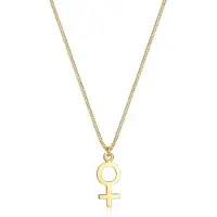 Elli - Halsketting - Dames Curb Chain Venus Hanger Symbool Vrouwelijk in 925 Sterling Zilver Verguld - Dames