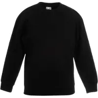 Fruit Of The Loom Childrens Unisex Set In Sleeve Sweatshirt (Zwart)