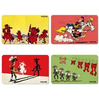 Logoshirt Lucky Luke I Daltons I Wild West I Ontbijtplanken I Snijplanken I 23x14cm I Set van 4 I Vaatwasser- en hittebestendig I Gelicentieerd origineel ontwerp
