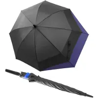 Doppler Paraplu 'Fiber Long' royal blue/koningsblauw / antraciet