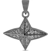 New Bling 9SIL-21838 Zilveren Hanger - Dames - Zirkonia - Ster - 15 x 19,9 mm - Rhodium - Zilver