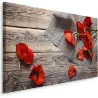 Karo-art Schilderij - Rustieke rode klaprozen, premium print