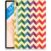 B2Ctelecom Samsung Galaxy Tab S7FE Hippe Hoes Zigzag Multi Color