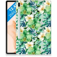 B2Ctelecom Samsung Galaxy Tab S7FE Siliconen Hoesje Orchidee Groen