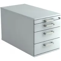 Hjh OFFICE PRO SIGNA TC30 CE - Rolcontainer Grijs Hout met 3 lades Chrome metaal handgreep