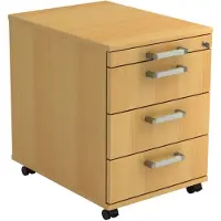 Hjh OFFICE PRO SIGNA AC30 CE - Rolcontainer Beuken Hout met 3 lades Chrome metaal handgreep